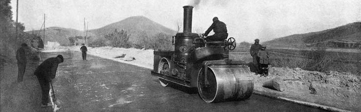 Construction of asphalt surface. Road from Barcelona to Ribas